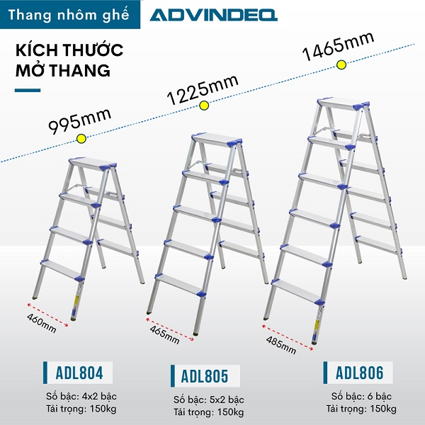 Thang nhôm gấp chữ A ADVINDEQ ADL804