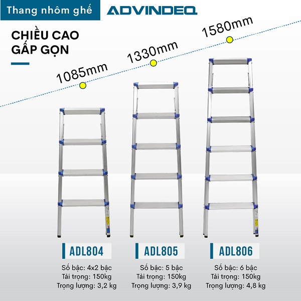 Thang nhôm gấp chữ A ADVINDEQ ADL804