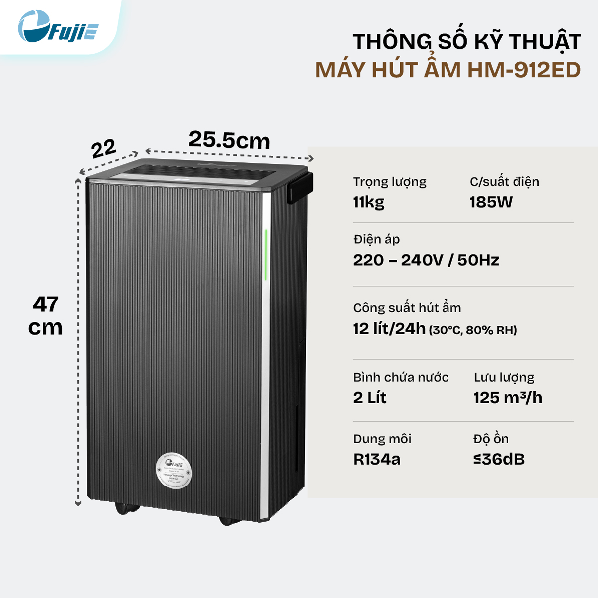 Máy Hút Ẩm Dân Dụng FujiE HM-912ED Máy Hút Ẩm Dân Dụng FujiE HM-912ED
