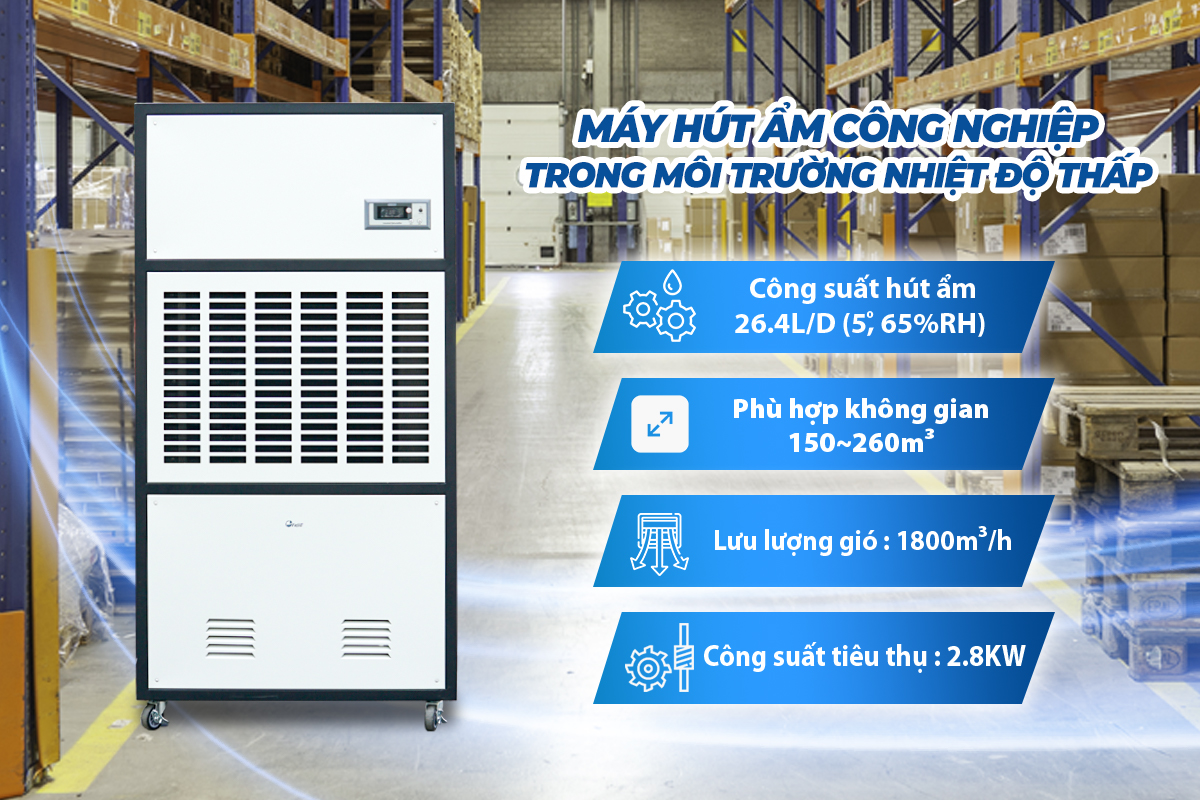 Máy hút ẩm công nghiệp FUJIE LTR7S trong môi trường nhiệt độ thấp