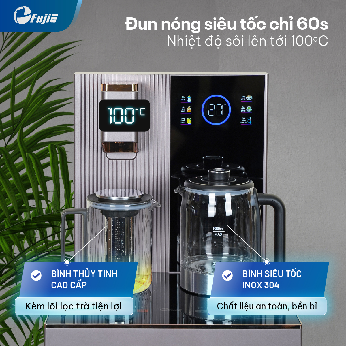 Cây nước nóng lạnh bàn trà cao cấp có ngăn khử khuẩn UV FujiE TB238UV Cây nước nóng lạnh bàn trà cao cấp có ngăn khử khuẩn UV FujiE TB238UV