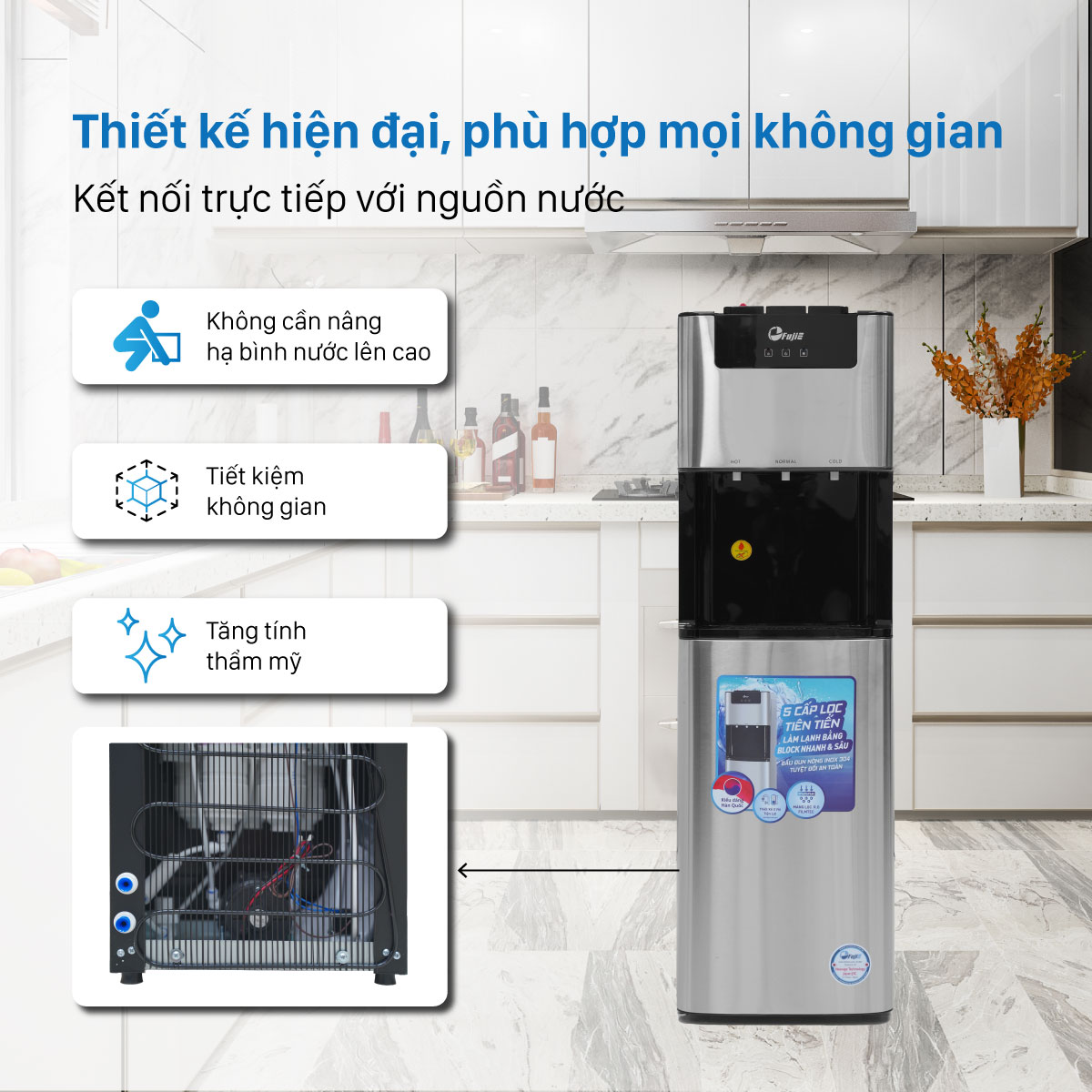 Máy lọc nước RO tích hợp nóng lạnh cao cấp FujiE WPD5400C Máy lọc nước RO tích hợp nóng lạnh cao cấp FujiE WPD5400C