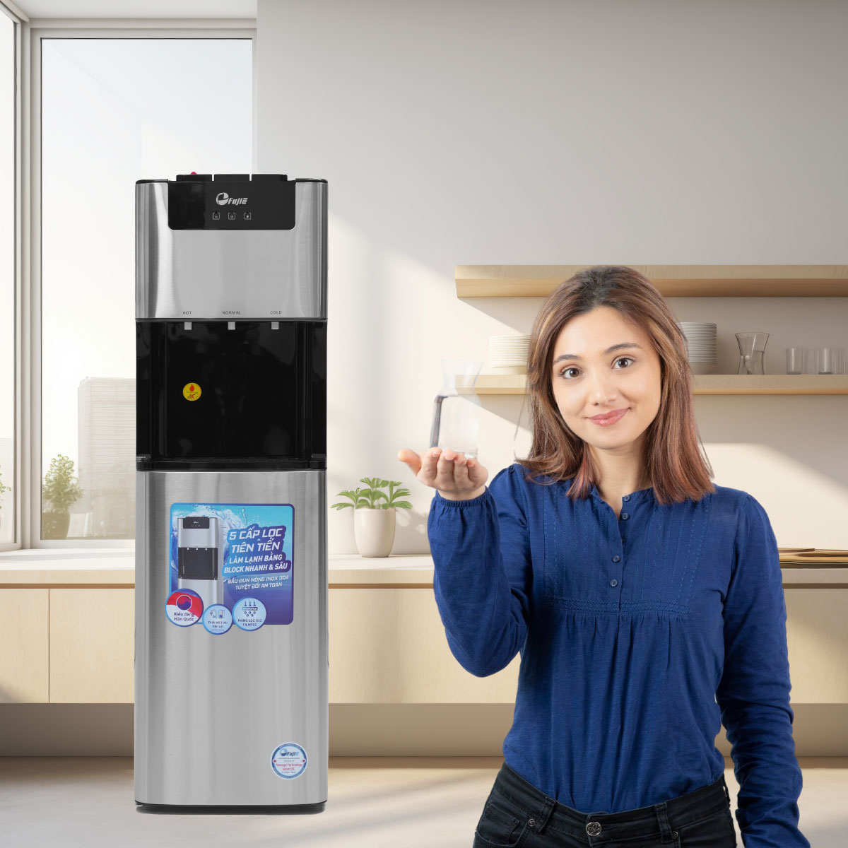 Máy lọc nước RO tích hợp nóng lạnh cao cấp FujiE WPD5400C Máy lọc nước RO tích hợp nóng lạnh cao cấp FujiE WPD5400C