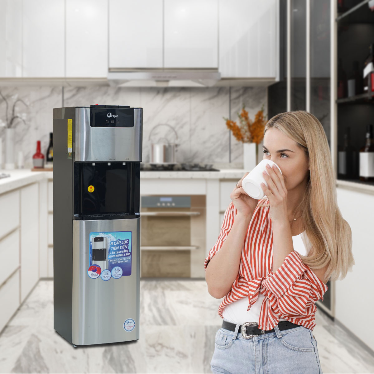 Máy lọc nước RO tích hợp nóng lạnh cao cấp FujiE WPD5400C Máy lọc nước RO tích hợp nóng lạnh cao cấp FujiE WPD5400C