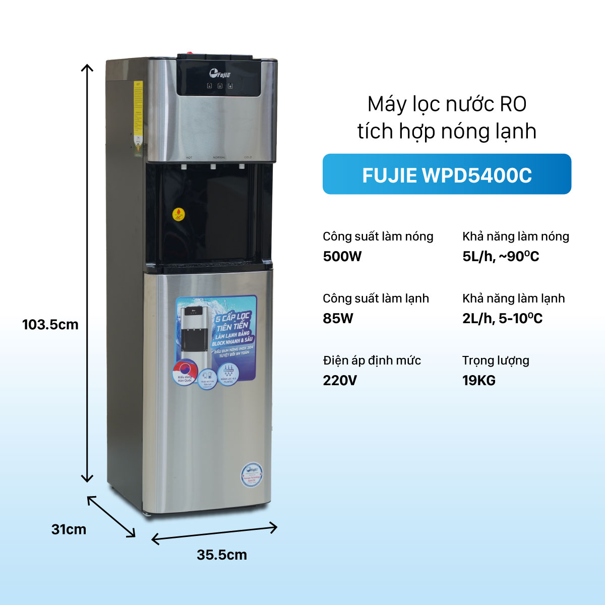 Máy lọc nước RO tích hợp nóng lạnh cao cấp FujiE WPD5400C Máy lọc nước RO tích hợp nóng lạnh cao cấp FujiE WPD5400C